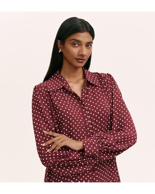 Finery London Red Melina Spot Crepe Blouse