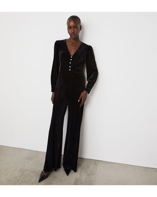 Finery London Black Posie Velvet Jumpsuit