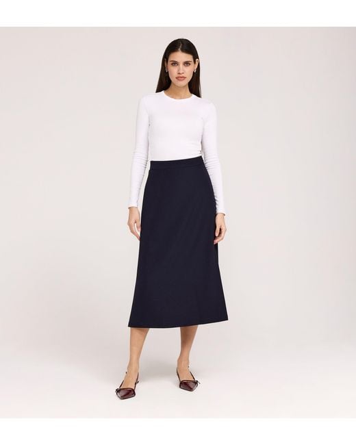 Finery London Blue Ramona Rich Crepe Midi Skirt