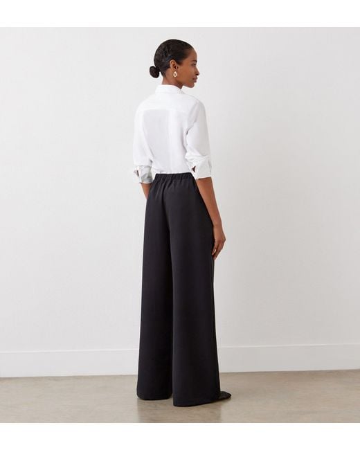 Finery London White Nat Satin Back Crepe Wide Leg Trousers