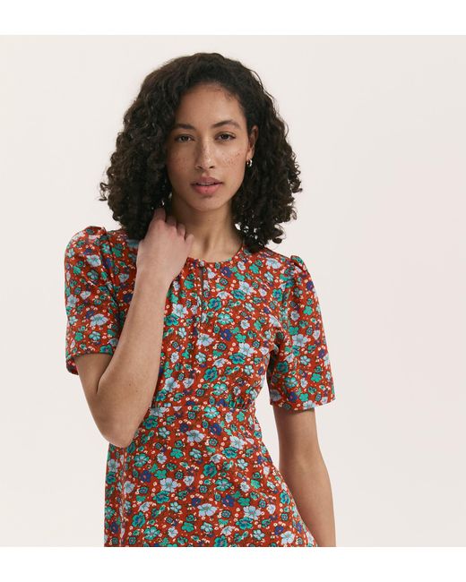 Finery London Brown Marie Crepe Midi Tea Dress