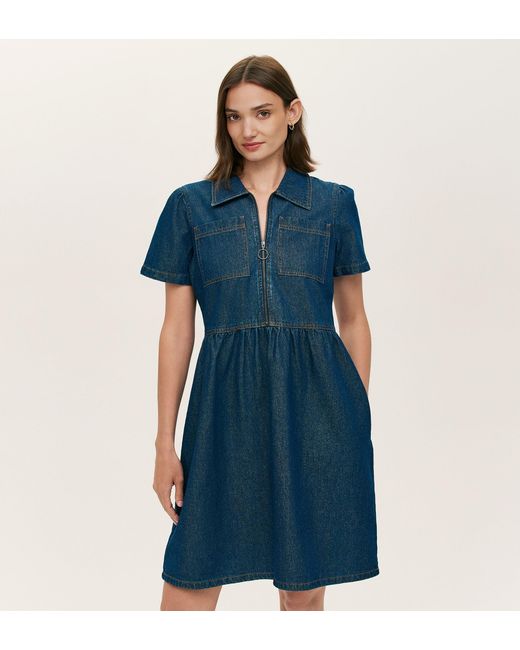 Finery London Blue Donnie Denim Short Dress