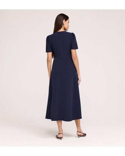 Finery London Blue Nieve Crepe Midi Dress