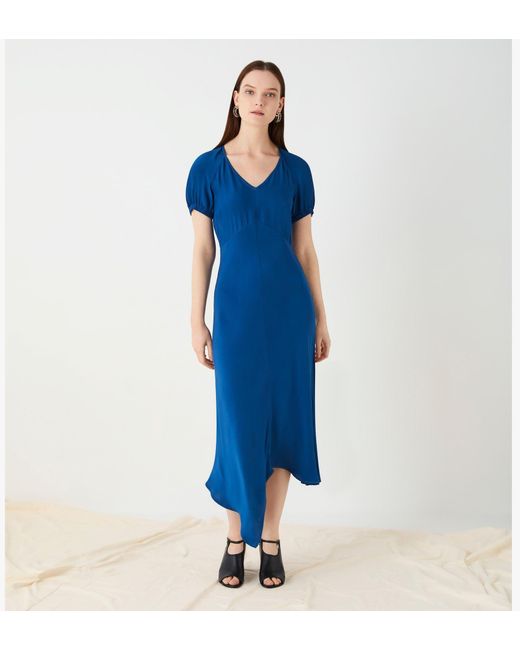 Finery London Blue Harley Asymmetric Dress