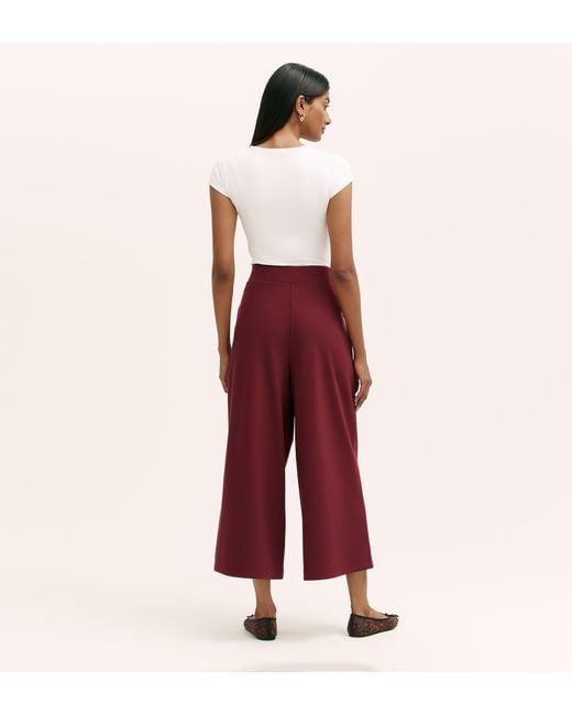 Finery London Red Miribel Ponte Jersey Wide Leg Trousers
