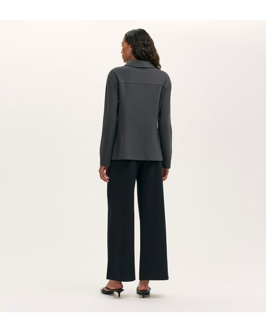 Finery UK Gray Agness Ponte Jersey Button Down Jacket