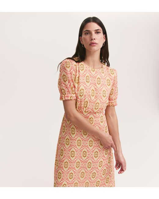 Finery London Natural Mela Chiffon Midi Tea Dress