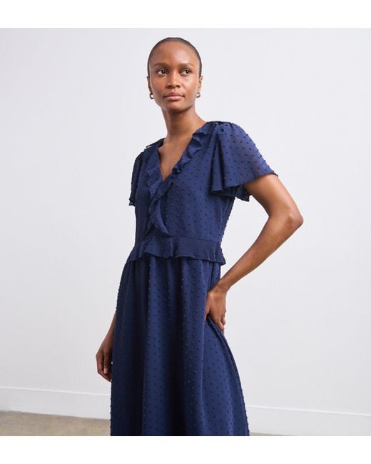 Finery London Blue Dahlia Chiffon Midi Dress