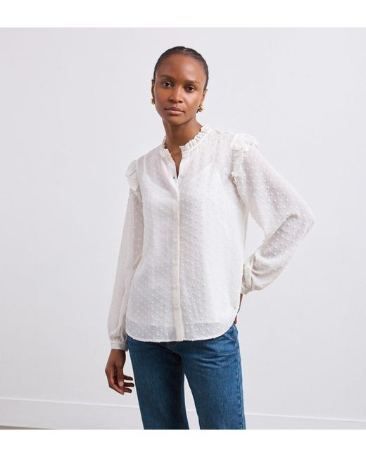 Women's White Lelani Chiffon Blouse With Detachable Cami