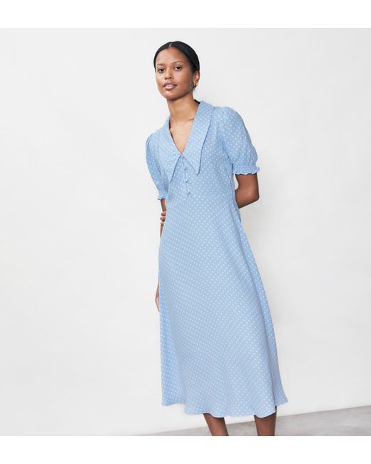 Finery London Blue Valerie Sky Crepe Midi Shirt Dress