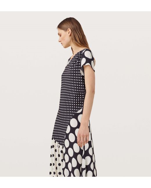 Finery London Blue Haldane And Ivory Polka Dot Dress
