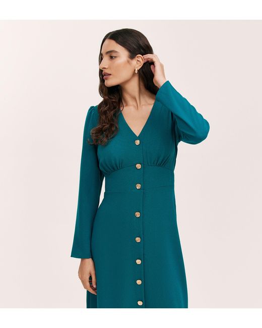 Finery London Blue Caprice Crepe Midi Dress