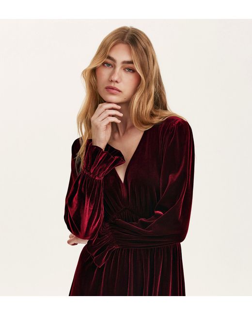 Finery London Red Laila Velvet Midi Dress