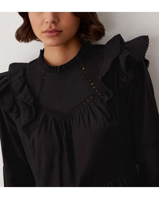 Finery London Black Adela Cotton Midi Dress