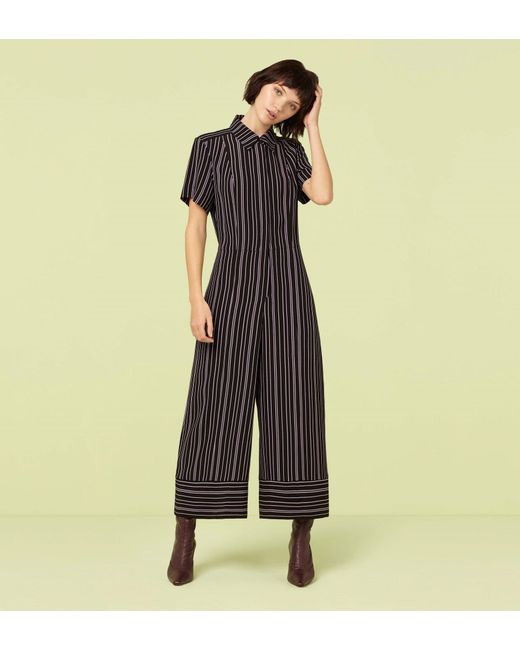 Women's Green Alida And Lilac Striped Cropped Jumpsuit