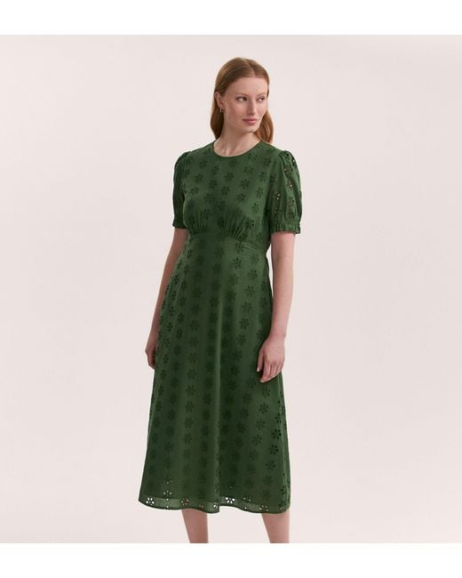 Finery London Green Mela Cotton Midi Tea Dress