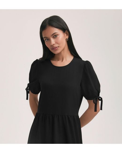Finery London Black Demi Crepe Tiered Midi Dress