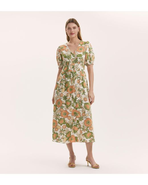 Women's Metallic Addison Linen Blend Midi Dress