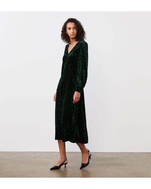 Finery London Black Layla Velvet Midi Dress