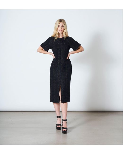 Finery London Blue Cedar Lurex Tweed Dress