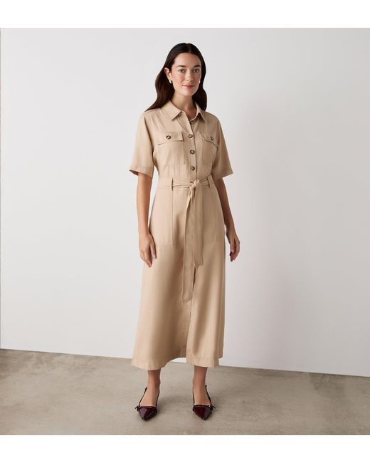 Finery London Natural Cassidy Midi Shirt Dress