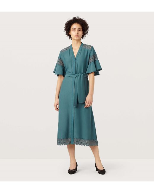 Women's Blue Tidal Sea Lace Detail Dress