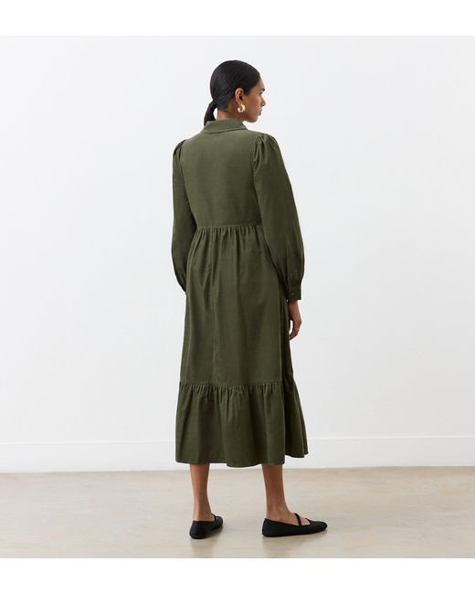 Finery London Green Callie Corduroy Midi Dress