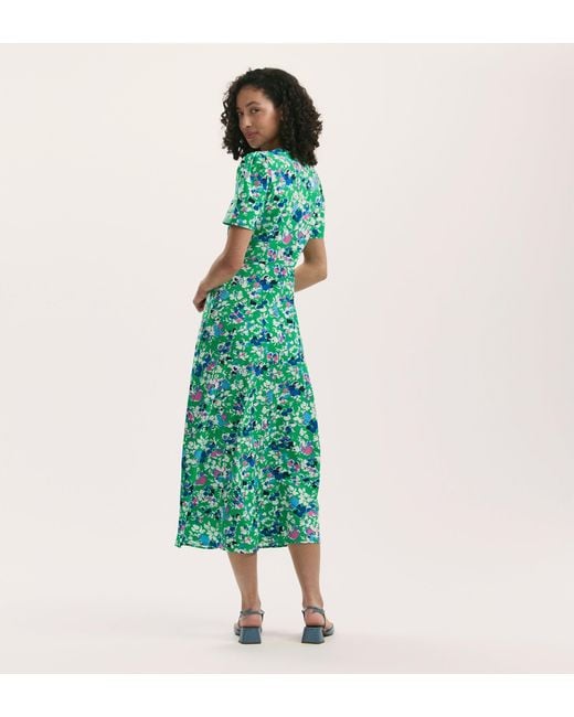 Finery London Green Nieve Crepe Midi Tea Dress