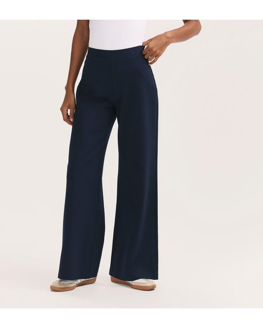 Finery London Blue Reyna Ponte Wide Leg Trousers