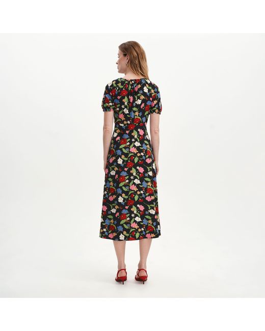 Finery London Black Jada Puff Sleeve Empire Waist Midi Dress
