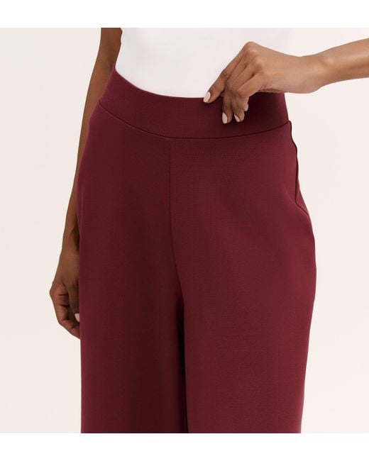 Finery London Red Miribel Ponte Jersey Wide Leg Trousers