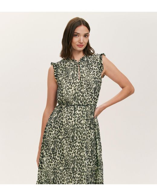 Finery London Green Rosalind Chiffon Sleeveless Midi Dress