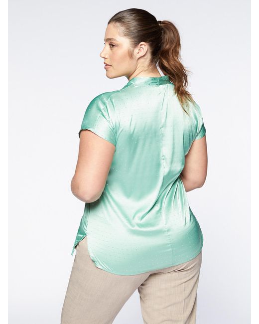 Blusa in raso con micro borchie di FIORELLA RUBINO in Green