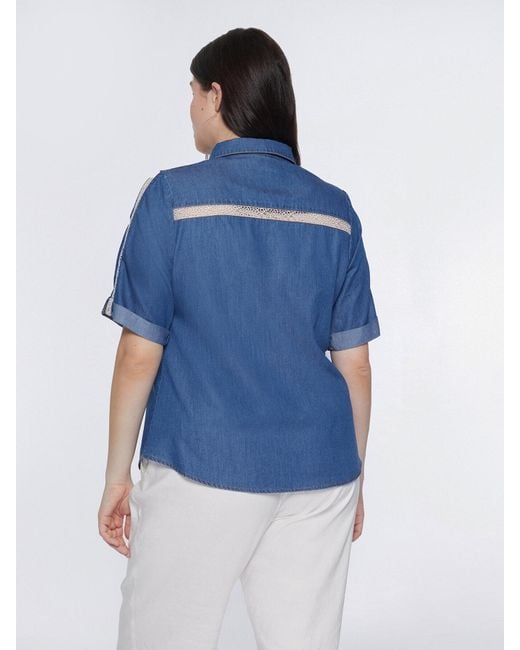 Camicia con inserti in macramé di FIORELLA RUBINO in Blue