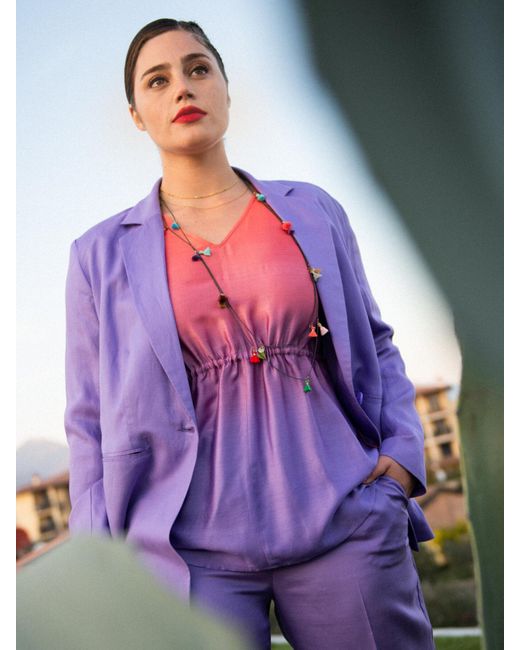 Blusa elegante dalla stampa sfumata di FIORELLA RUBINO in Purple