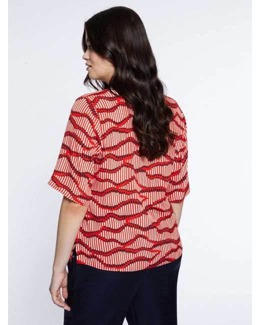 Blusa boxy stampata con bordo a righe di FIORELLA RUBINO in Red