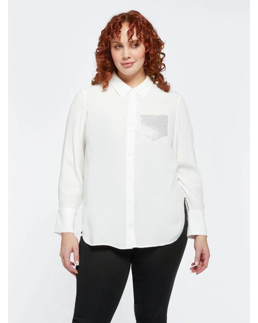 Camicia con taschino decorato di FIORELLA RUBINO in White