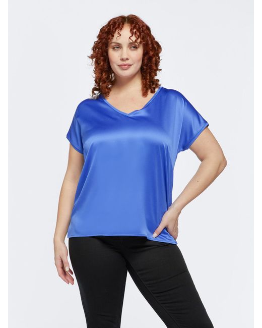 T-shirt in due tessuti di FIORELLA RUBINO in Blue