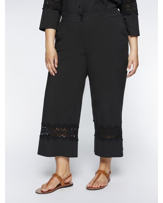 Pantaloni cropped con bordi in pizzo di FIORELLA RUBINO in Black