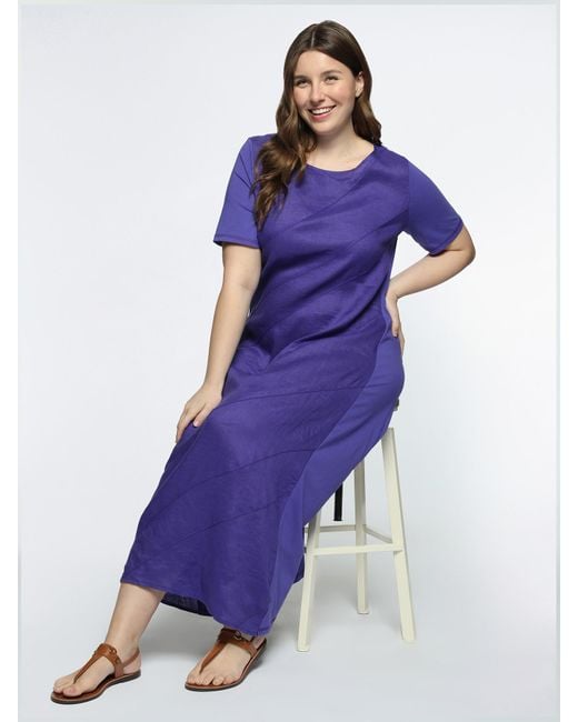 Vestito lungo in lino e cotone di FIORELLA RUBINO in Purple