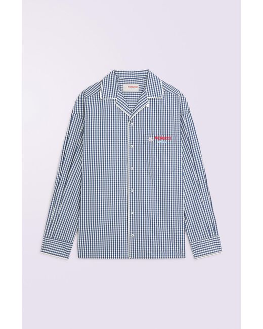 Fiorucci Blue Gingham Logo Shirt for men