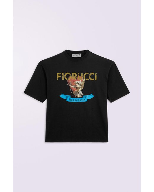 Fiorucci Black Rock Cupid Logo Relaxed T-Shirt for men