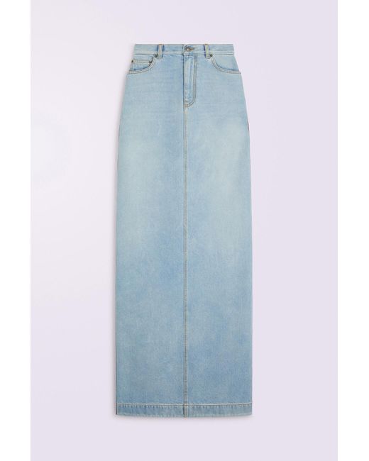 Fiorucci Blue Tricolor Stripe Denim Maxi Skirt Light