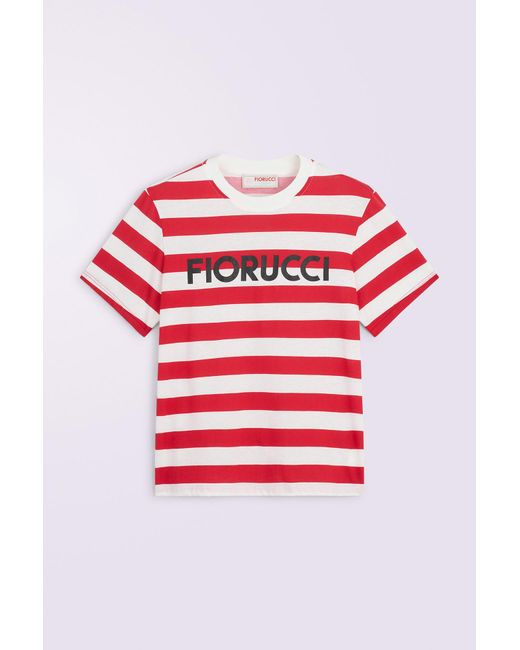 Fiorucci Red Striped Logo Regular T-Shirt