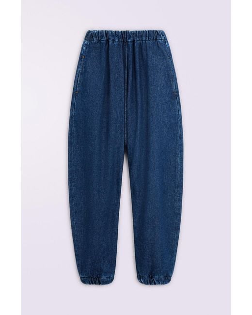 Fiorucci Blue Embroidered Balloon Jeans Deep