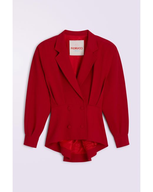 Fiorucci Red Puff Sleeve Cropped Blazer