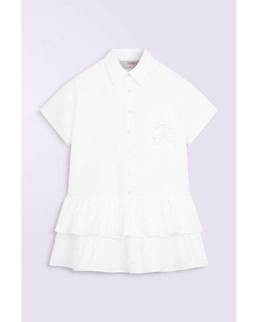 Fiorucci White Kissing Angels Mini Shirt Dress
