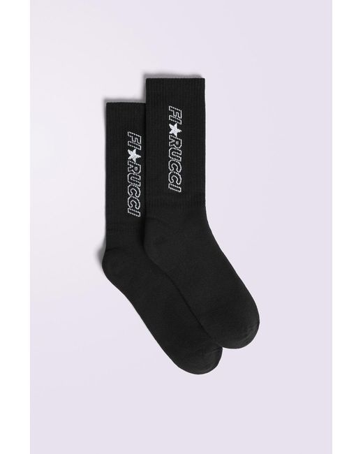 Fiorucci Black Glitter Star Logo Socks