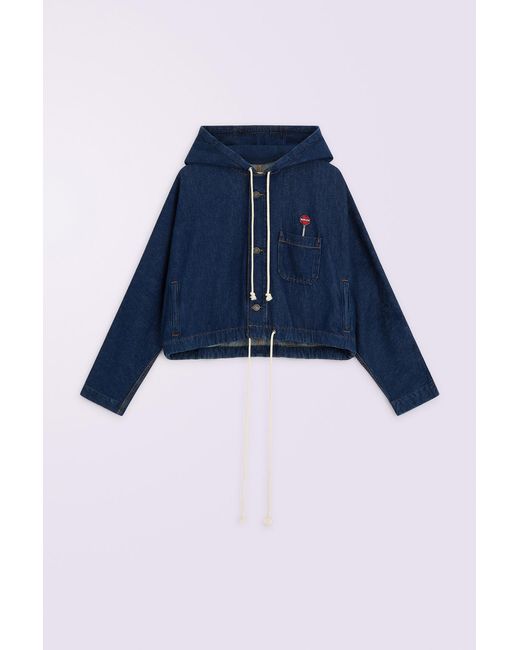 Fiorucci Blue Lollipop Patch Denim Hoodie Deep