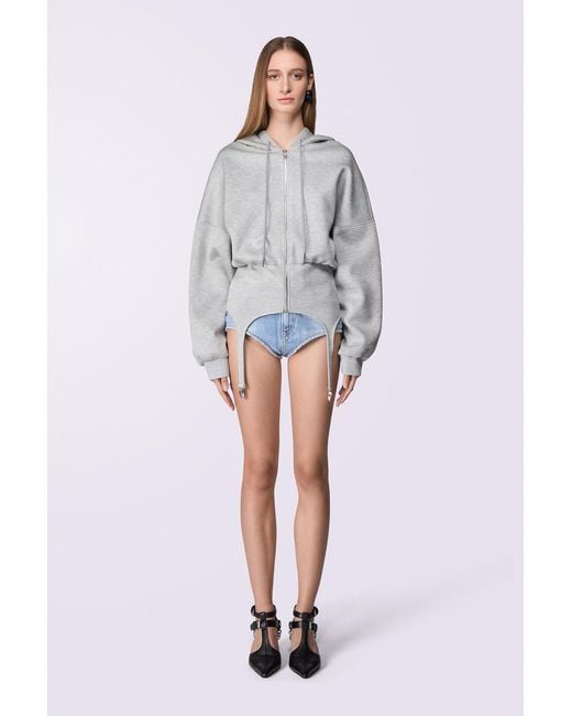 Fiorucci Gray Neoprene Suspender Hoodie